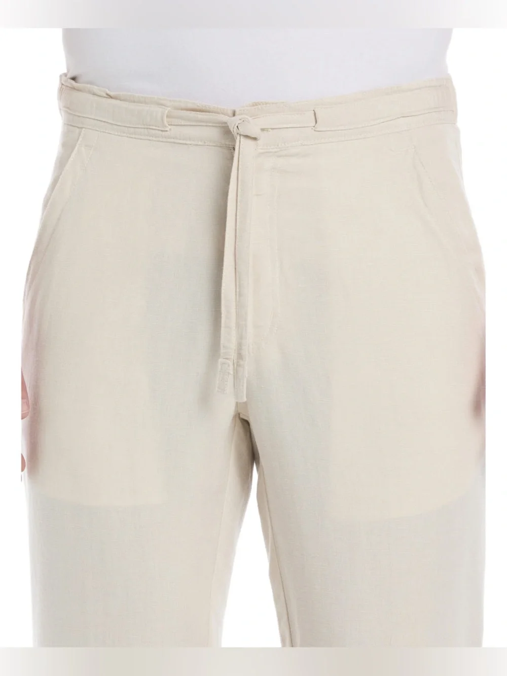 Cubavera Men's Casual Drawstring Linen-Blend Pants. Model is “silver lining”